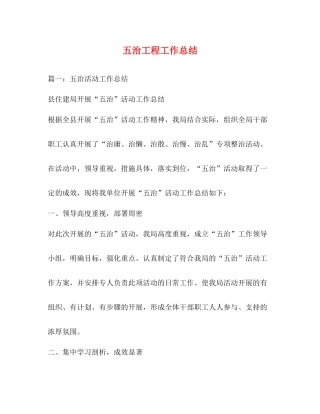 五治工程工作总结