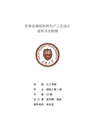 扑热息痛生产工艺设计