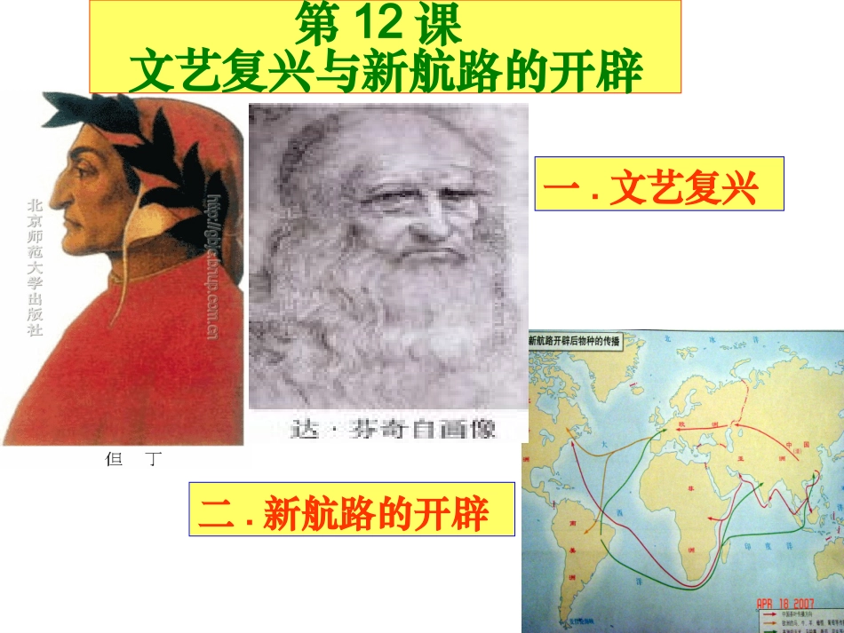 岳麓版九上第二单元第8课文艺复兴与新航路的开辟（共15张PPT）_第2页