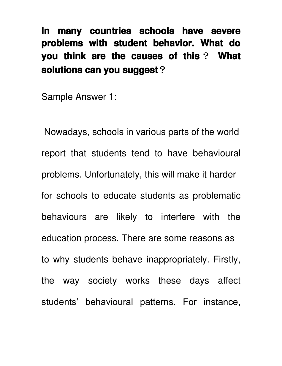 雅思英语作文studentbehavior学生行为方面存在严重问题,造成这种情况的原因是什么？_第1页
