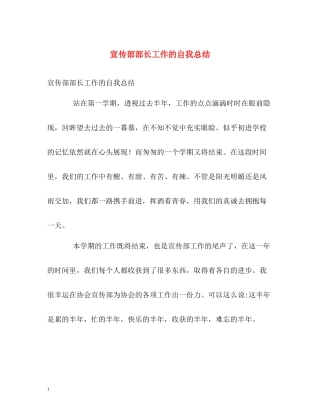 宣传部部长工作的自我总结