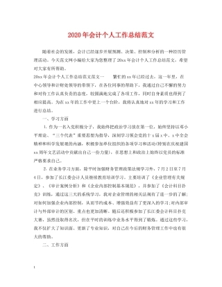 2020年会计个人工作总结范文2