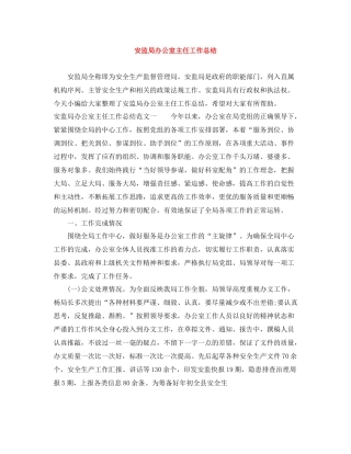 安监局办公室主任工作总结2