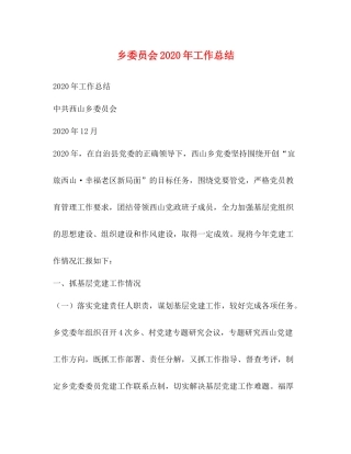 乡委员会年工作总结