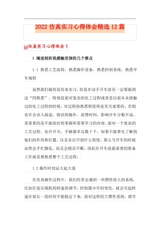 2022仿真实习心得体会精选12篇