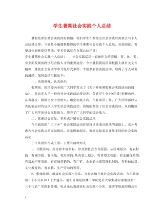 学生暑期社会实践个人总结