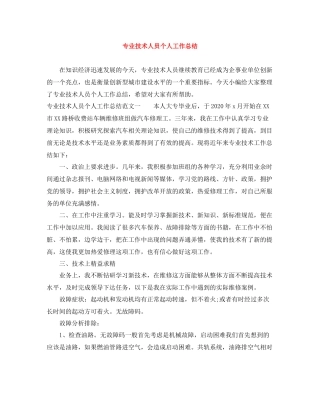 专业技术人员个人工作总结