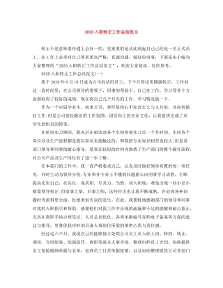 入职转正工作总结范文