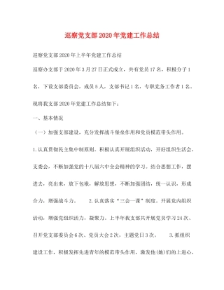 巡察党支部年党建工作总结