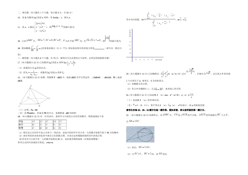 2022高考文数预测密卷新课标I卷_第2页