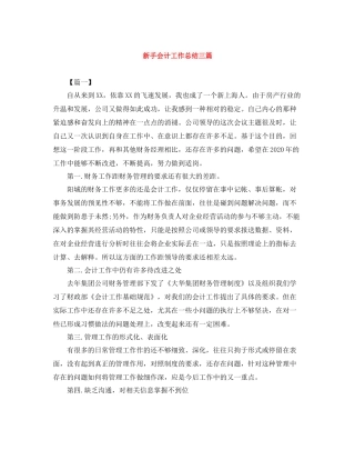 新手会计工作总结三篇