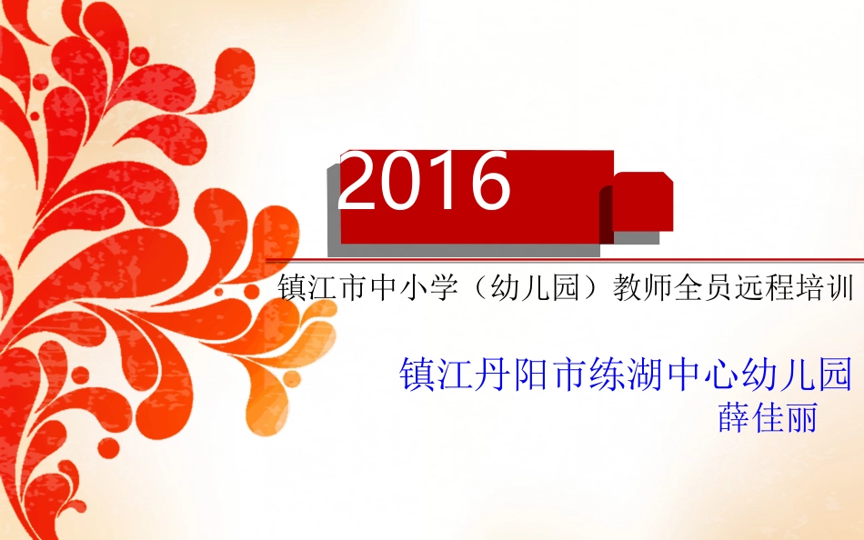 2016年镇江市丹阳练湖中心幼儿园远程培训项目规划方案_第1页