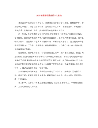2020年底移动营业员个人总结