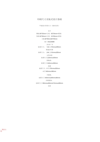 印刷尺寸 及版式设计 基础