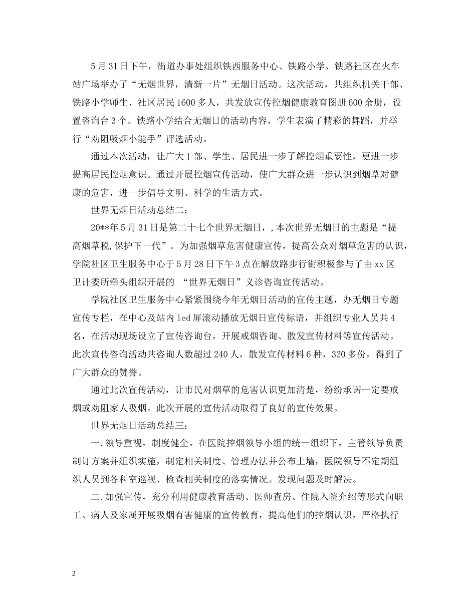 世界无烟日活动总结2_第2页