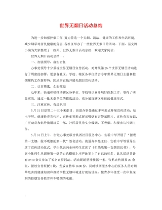 世界无烟日活动总结2