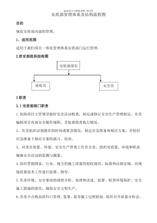 安质部管理体系及结构流程图
