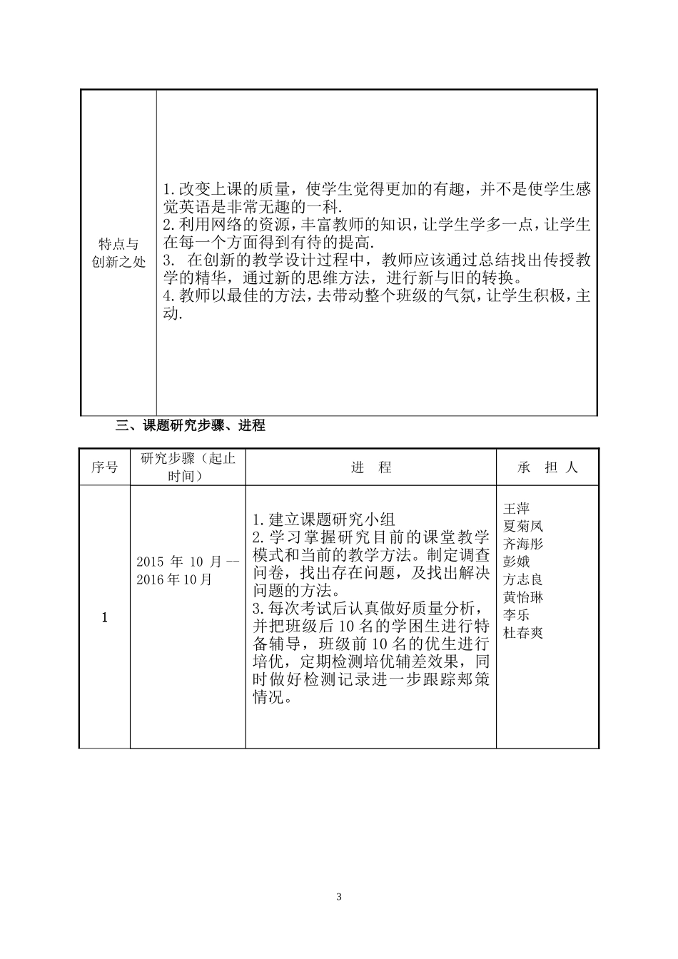 2015秋科城实验学校小课题申报表初中英语组_第3页