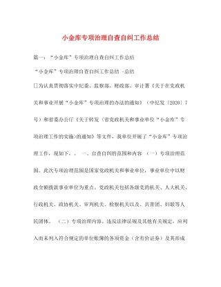 小金库专项治理自查自纠工作总结