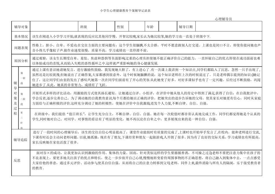 小学生心理健康教育个案辅导记录表93453_第2页