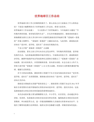 世界地球日工作总结