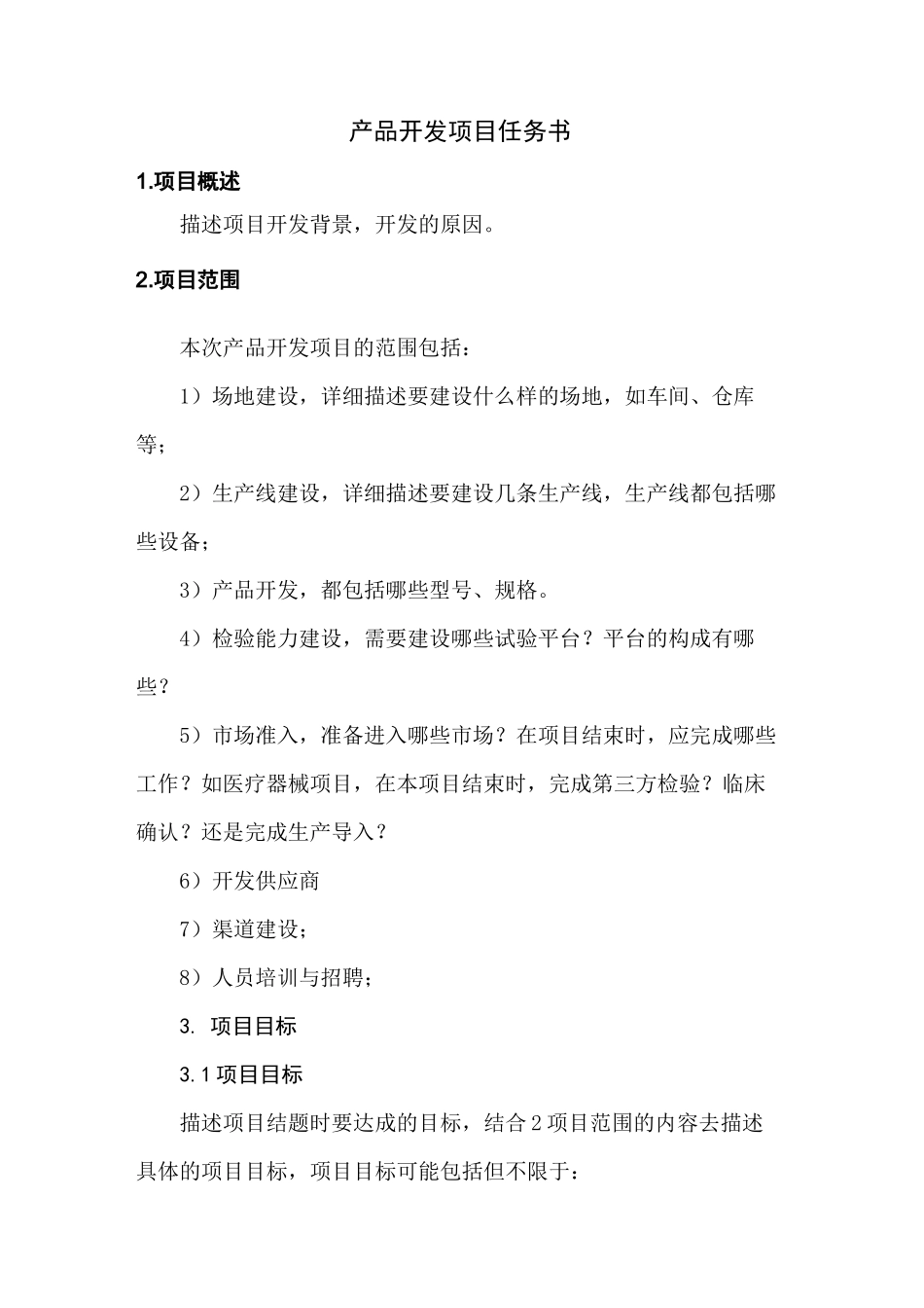 产品开发项目任务书模版_第3页