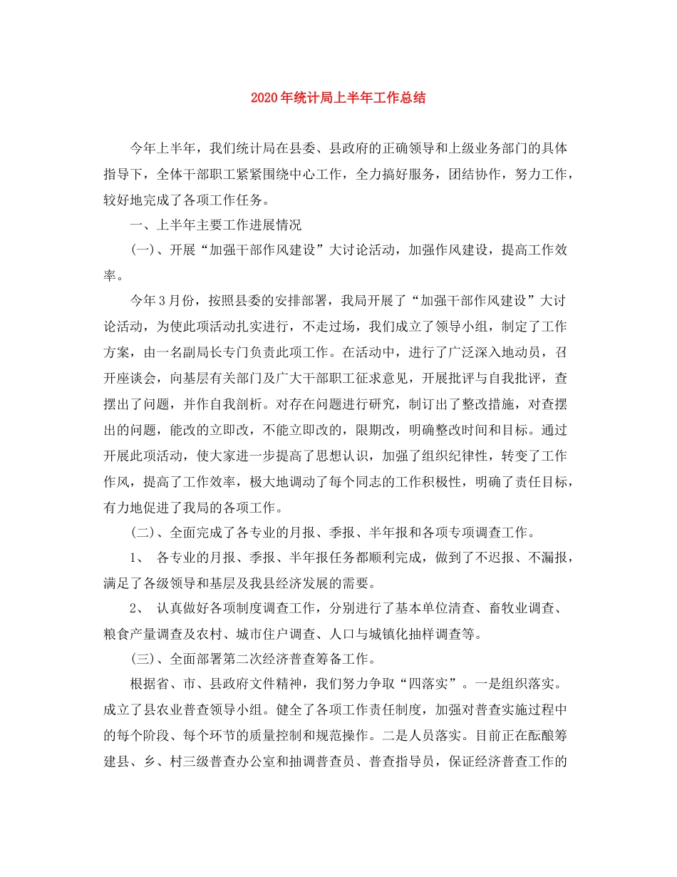 2020年统计局上半年工作总结_第1页