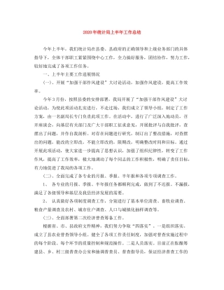 2020年统计局上半年工作总结