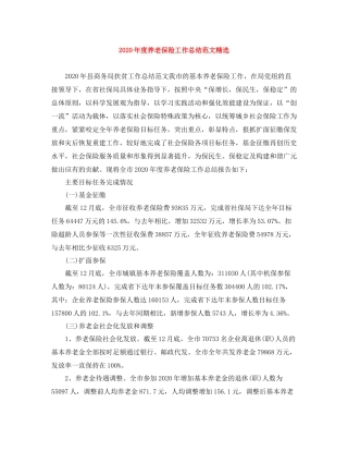 2020年度养老保险工作总结范文精选