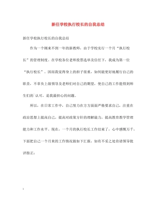 新任学校执行校长的自我总结