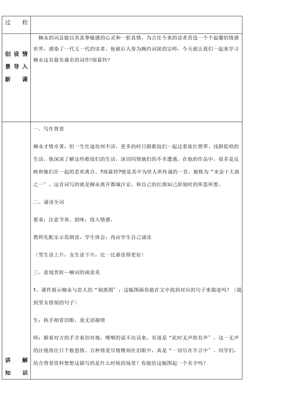 2022年高中语文部编人教版精品教案雨霖铃——情景交融虚实相生的表现手法_第2页