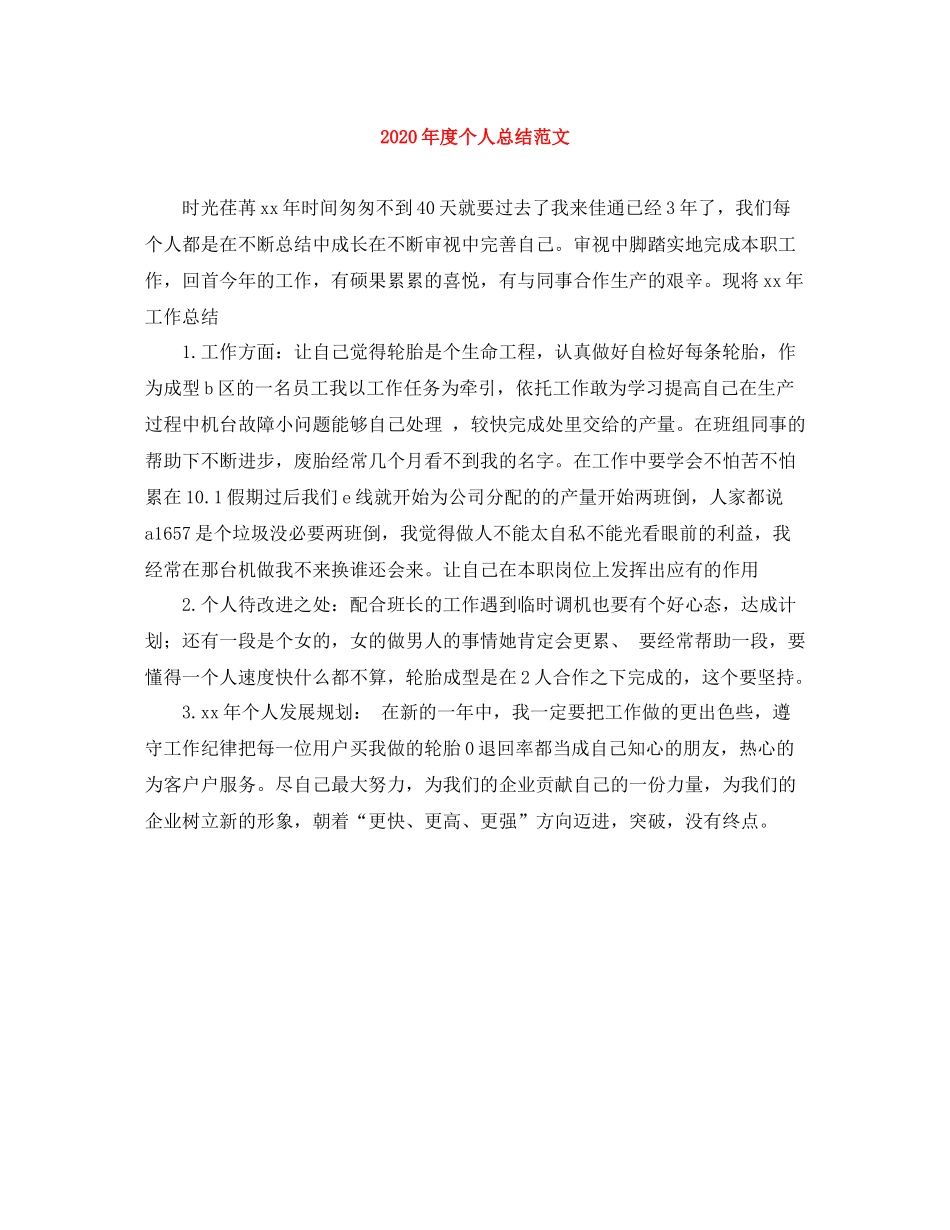 2020年度个人总结范文_第1页