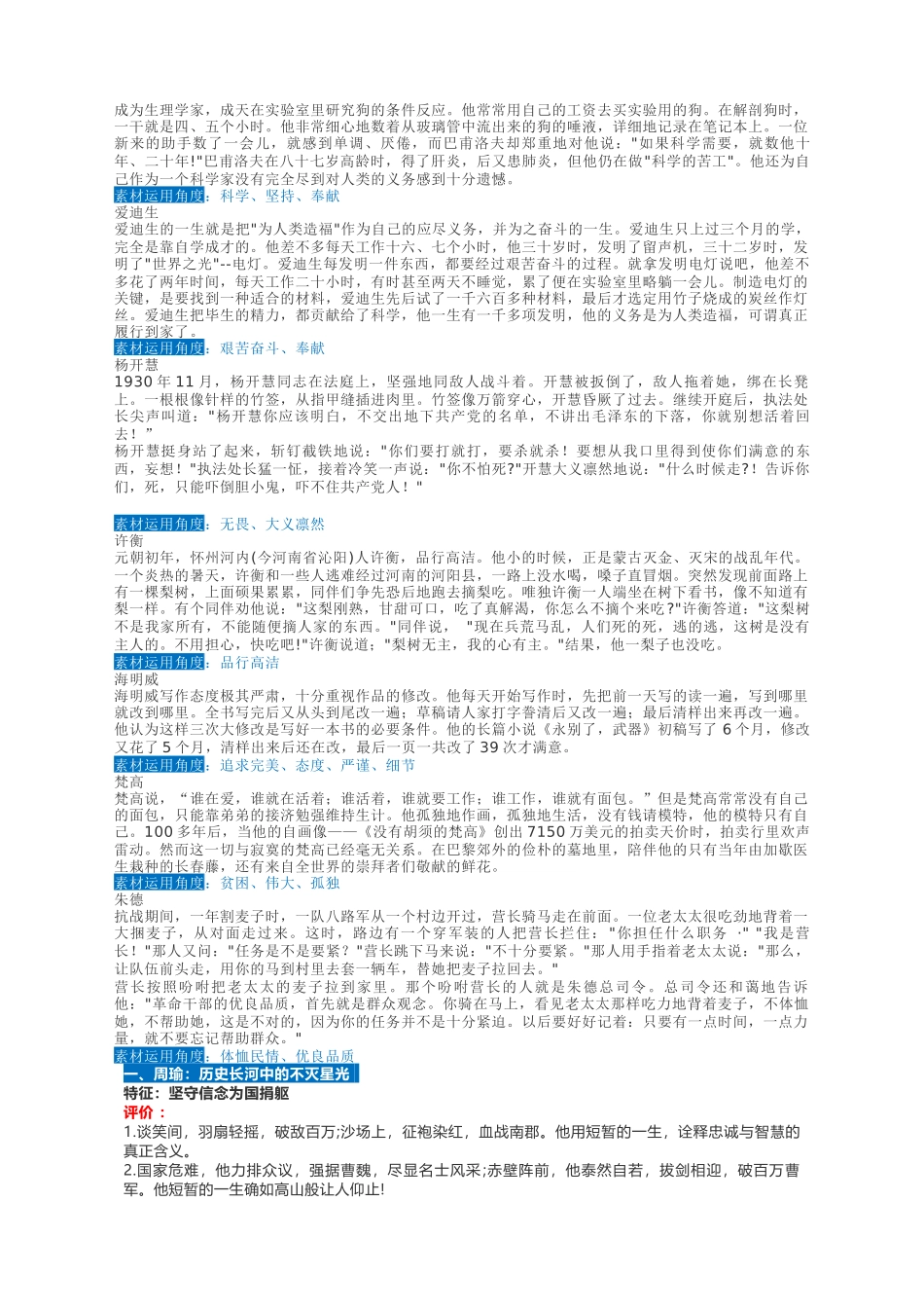 高考作文万能人物素材集锦_第2页