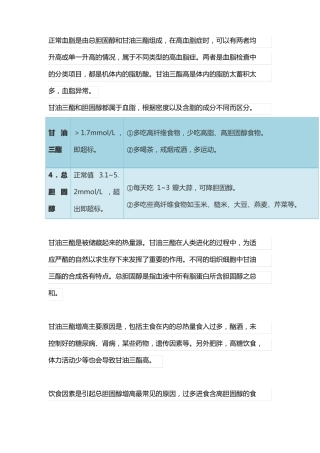 总胆固醇和甘油三酯简述