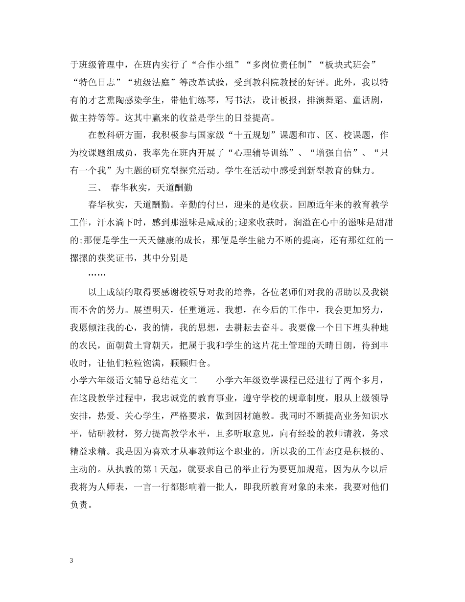 小学六年级语文辅导总结_第3页