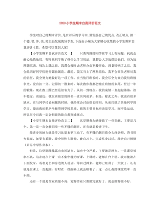 小学生期末自我评价范文