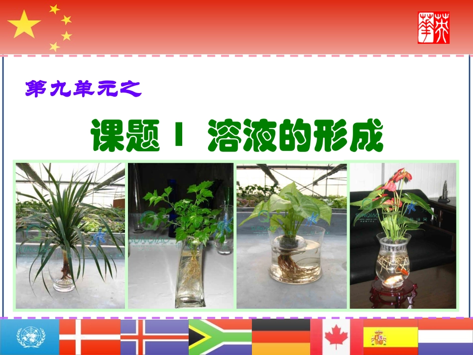 化学：第九单元课题1　溶液的形成1+课件（人教版九年级下）_第1页