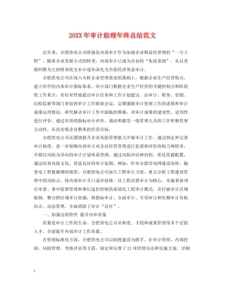 审计助理年终总结范文2