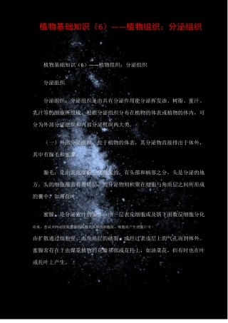 植物基础知识――植物组织分泌组织
