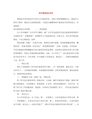 高中素质综合评价 