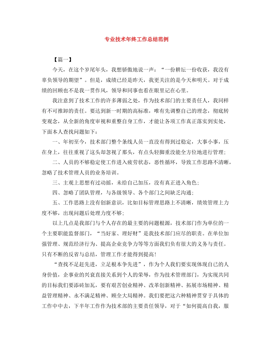 专业技术年终工作总结范例_第1页