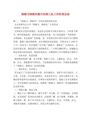 除陋习树新风集中治理三乱工作阶段总结 