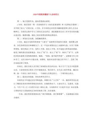2020年度税务稽查个人总结范文