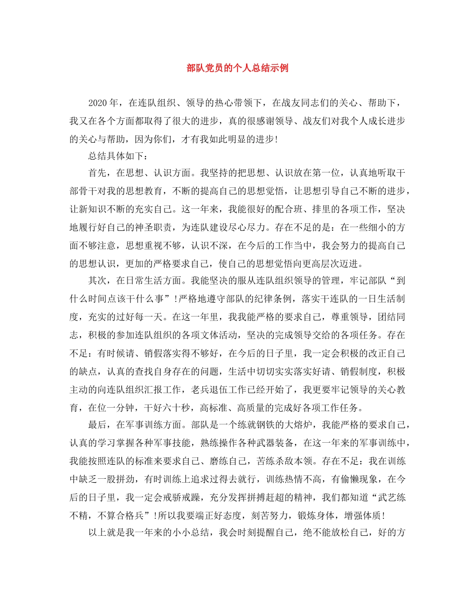 部队党员的个人总结示例 _第1页
