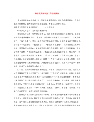 部队党支部年度工作总结报告 