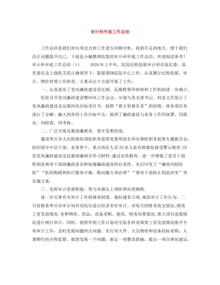 审计科年底工作总结