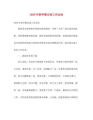 2020年春学期支部工作总结2)