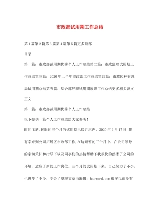 市政部试用期工作总结
