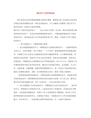 统计员个人的年终总结
