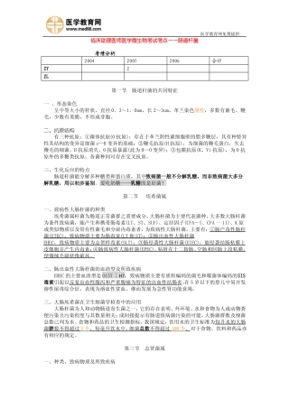 临床助理医师医学微生物考试考点——肠道杆菌